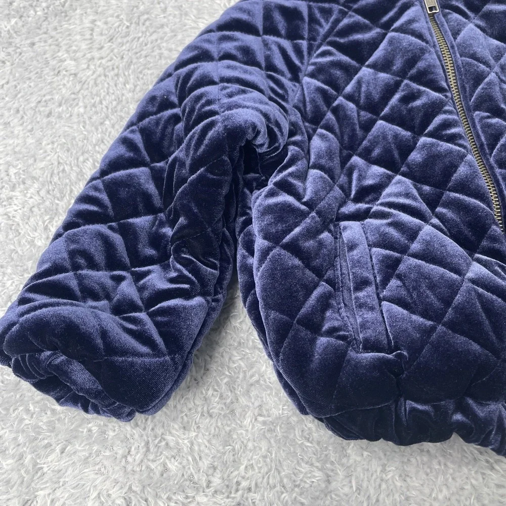 Baby Gap Baby Girl Velvet Quilted‎ Flight Jacket 3 Years Navy Blue Toddler